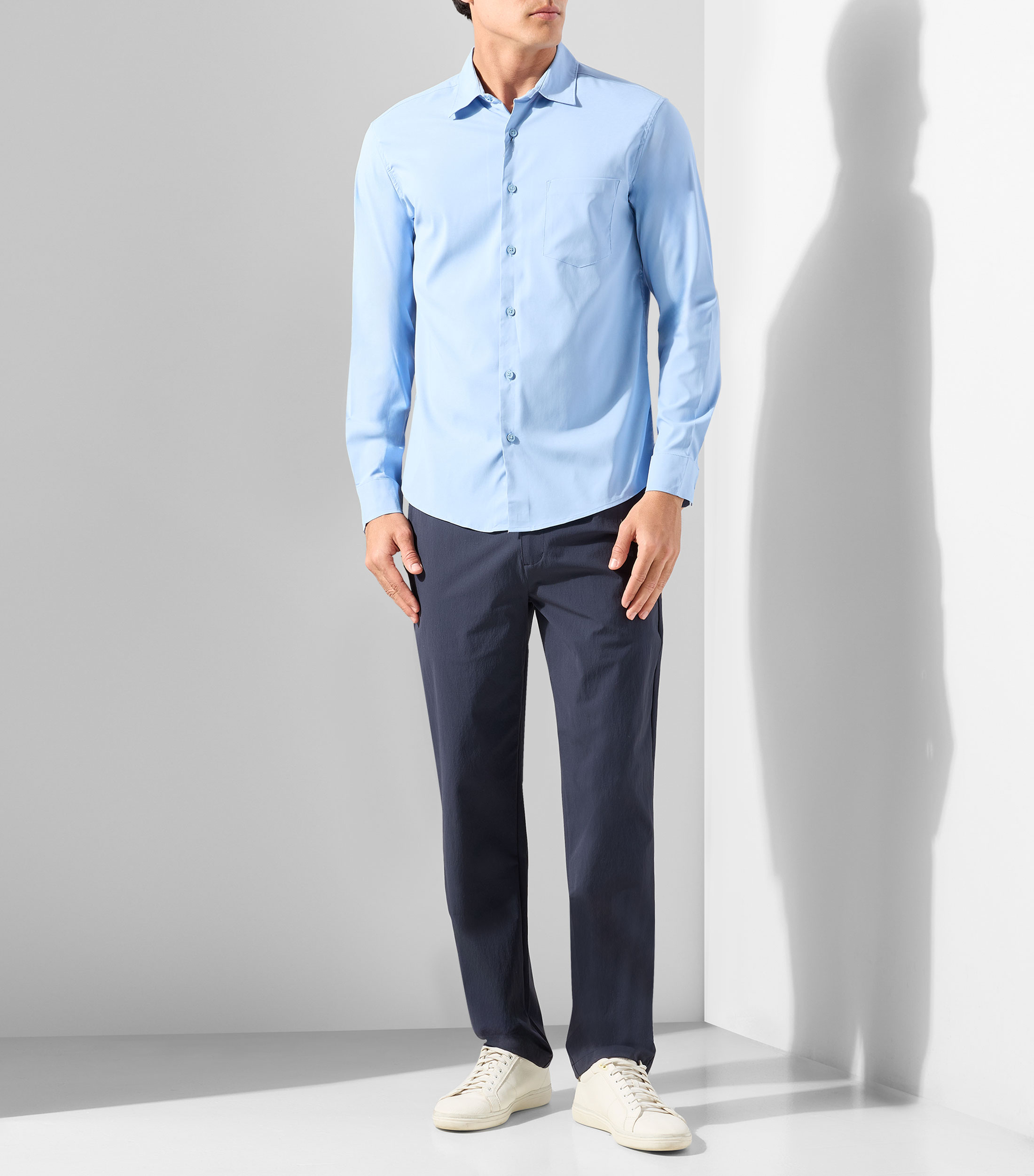 Camisa lisa manga larga Hombre